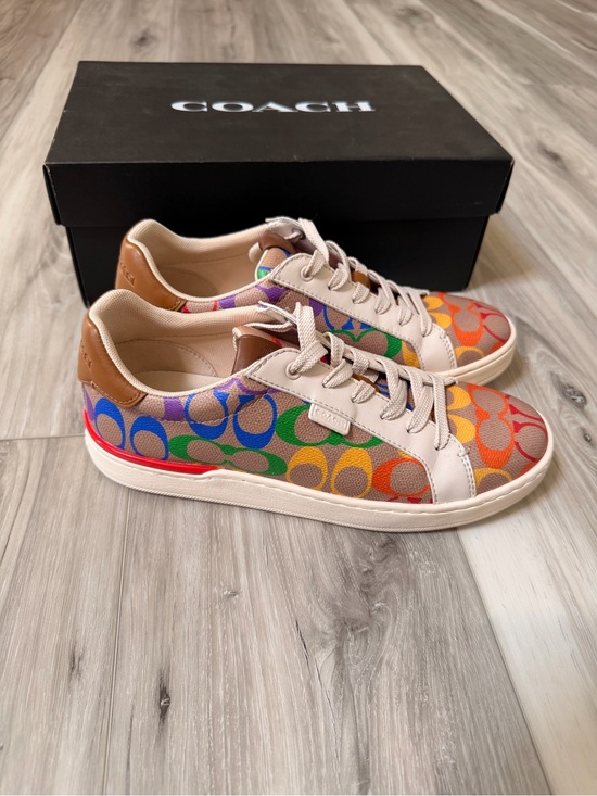 Coach Shoes - Coach Lowline Rainbow Signature Coated Canvas Sneakers Size 7.5